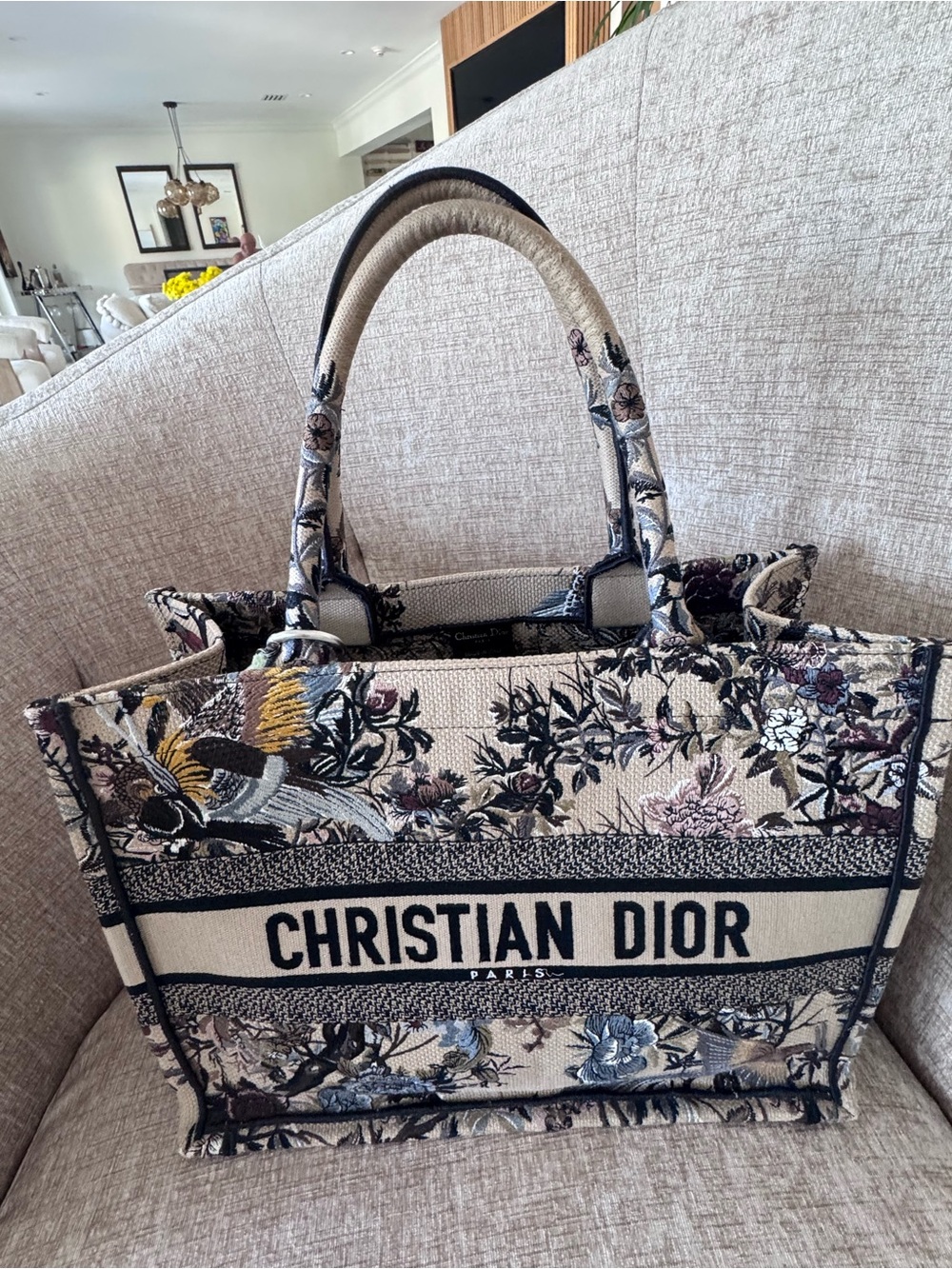 Christian Dior Embroidered medium book tote.
